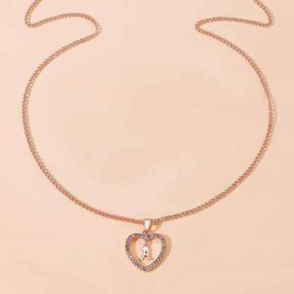Personalized Elegant Crystal Initial Heart Necklace