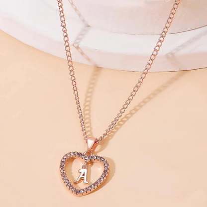 Personalized Elegant Crystal Initial Heart Necklace