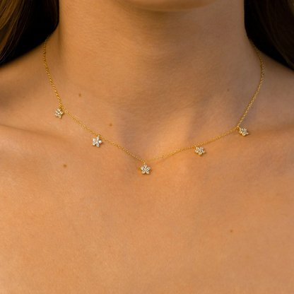 Elegant Diamond Flower Necklace