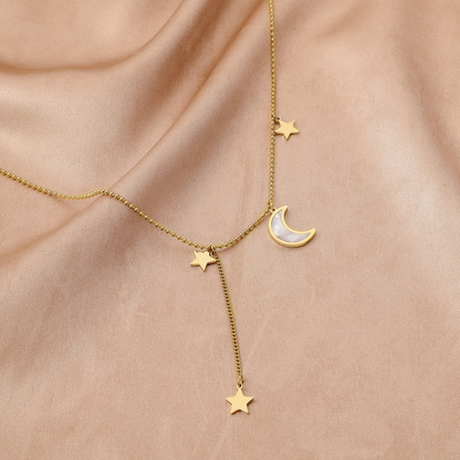 Elegant Crescent Moon & Star Necklace