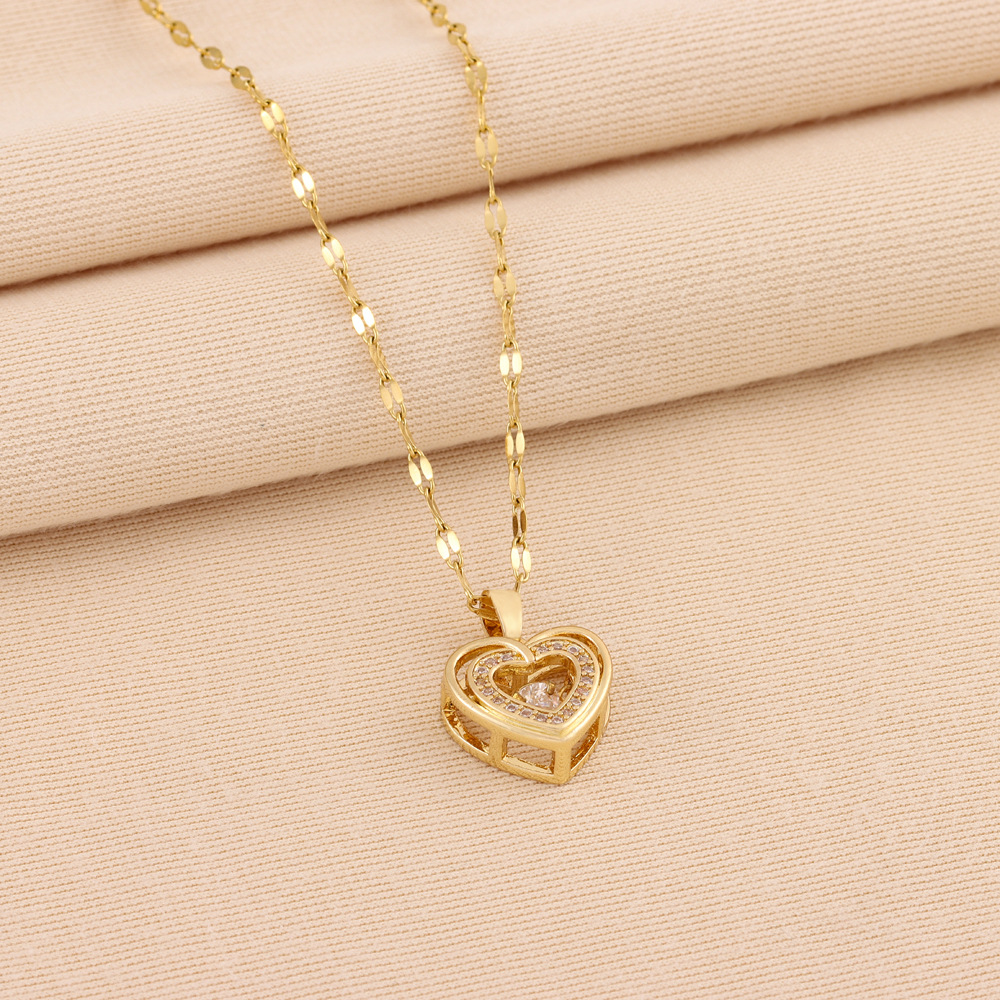 Loving Heart Pendant Double Layer Necklace