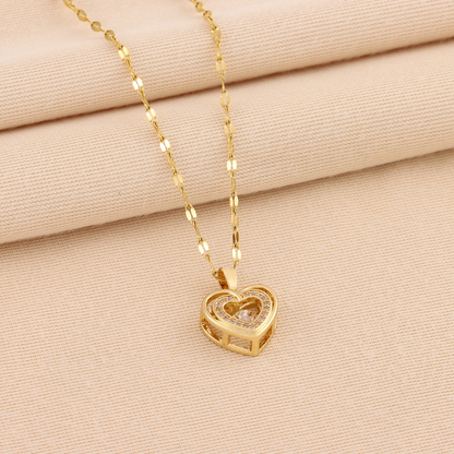Loving Heart Pendant Double Layer Necklace