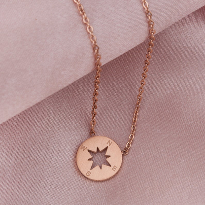 Compass Charm Elegant Round Necklace