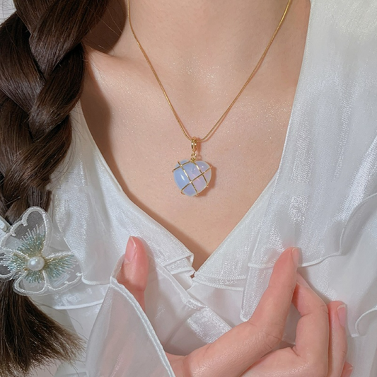 Sparkling Heart Gemstone Princesses Necklace