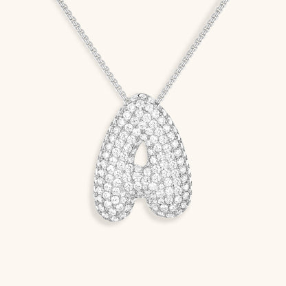 Elegant Bubble Initial Diamond Look Necklace
