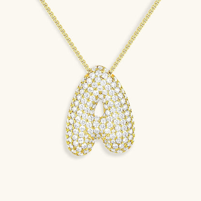 Elegant Bubble Initial Diamond Look Necklace