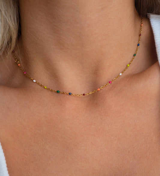 Alba Elegant Rainbow & Gold Necklace