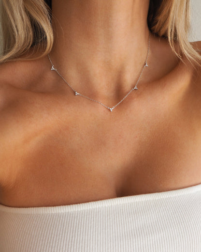 Silver Crystal Cluster Necklace