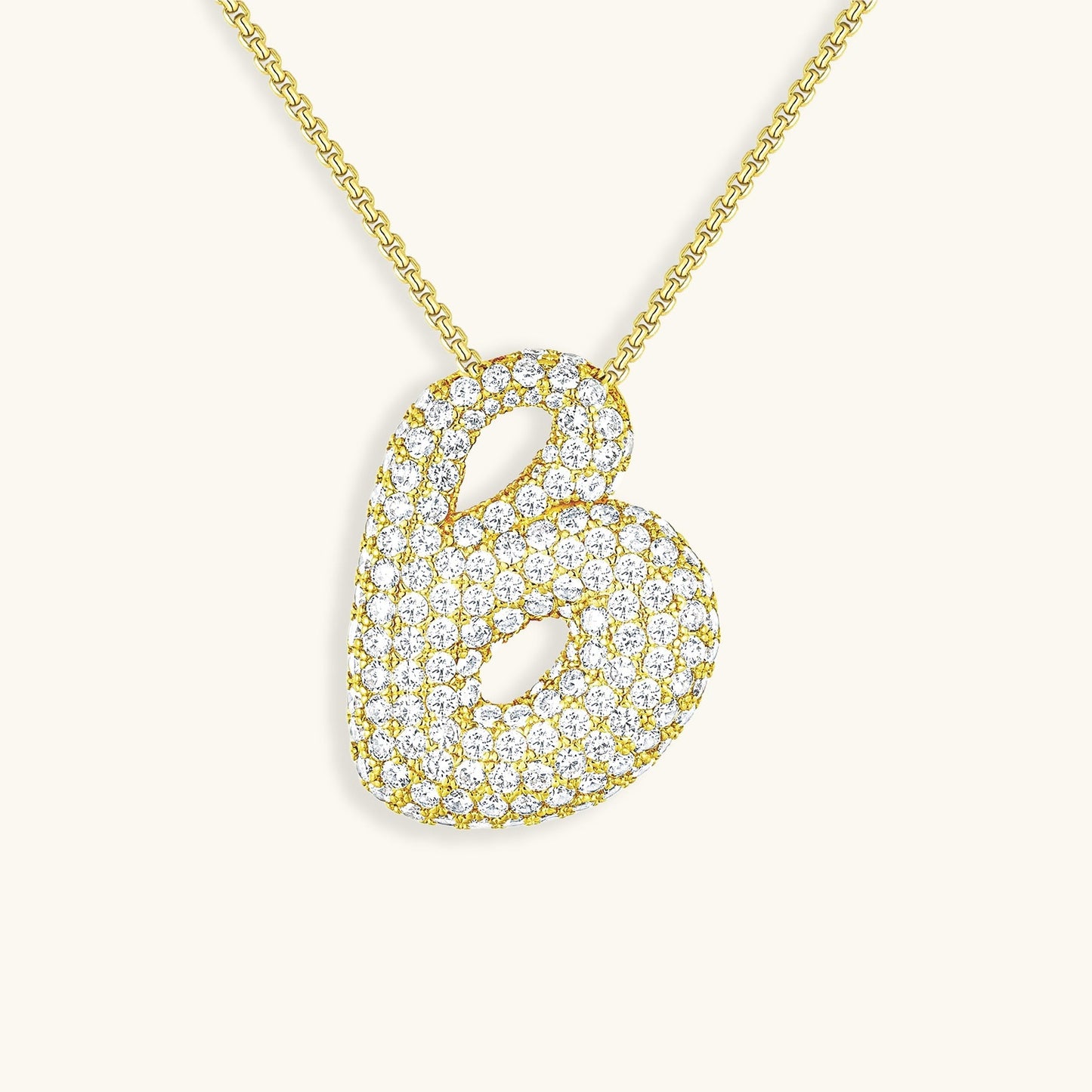Elegant Bubble Initial Diamond Look Necklace