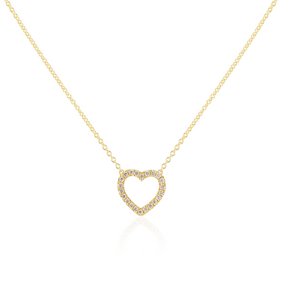 Small Gold Sparkling Diamond Heart Pendant Necklace