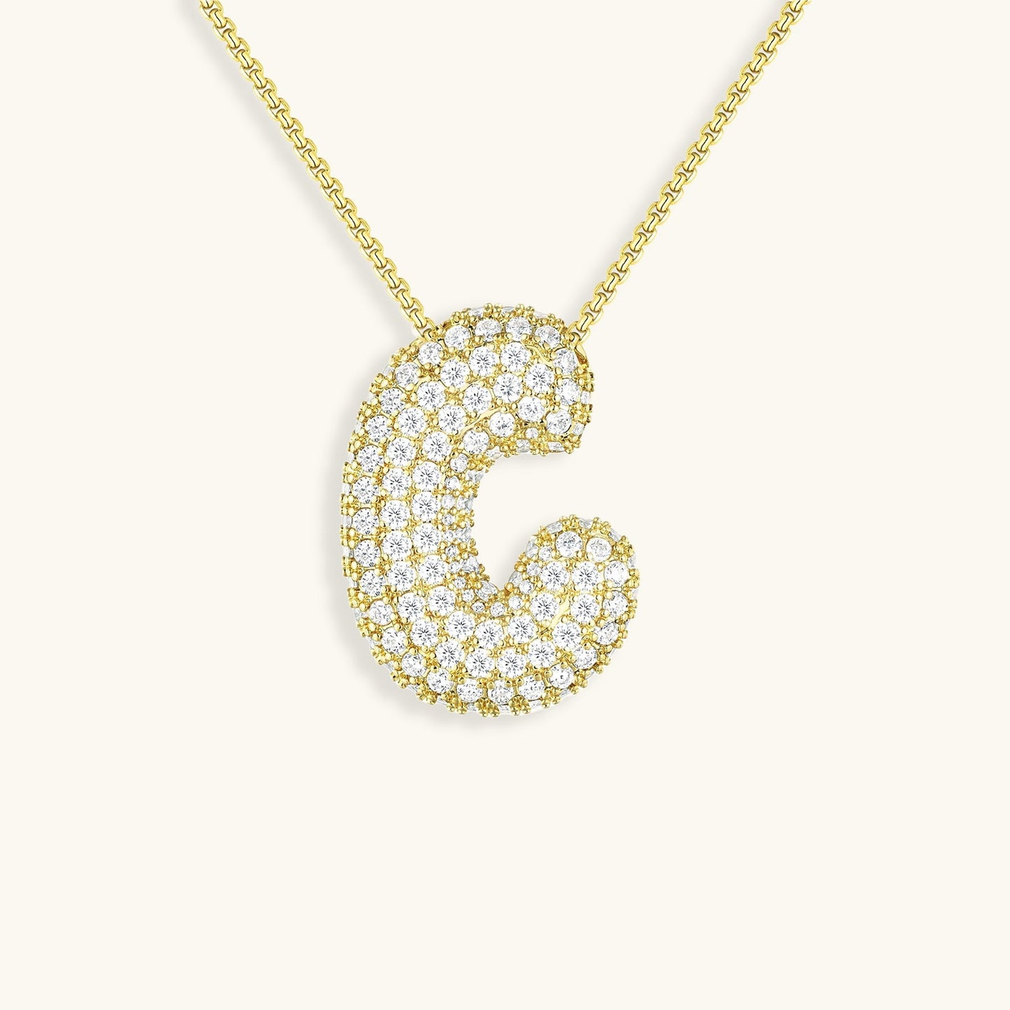 Elegant Bubble Initial Diamond Look Necklace