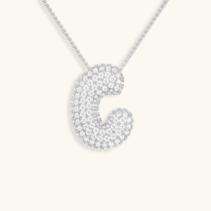 Elegant Bubble Initial Diamond Look Necklace