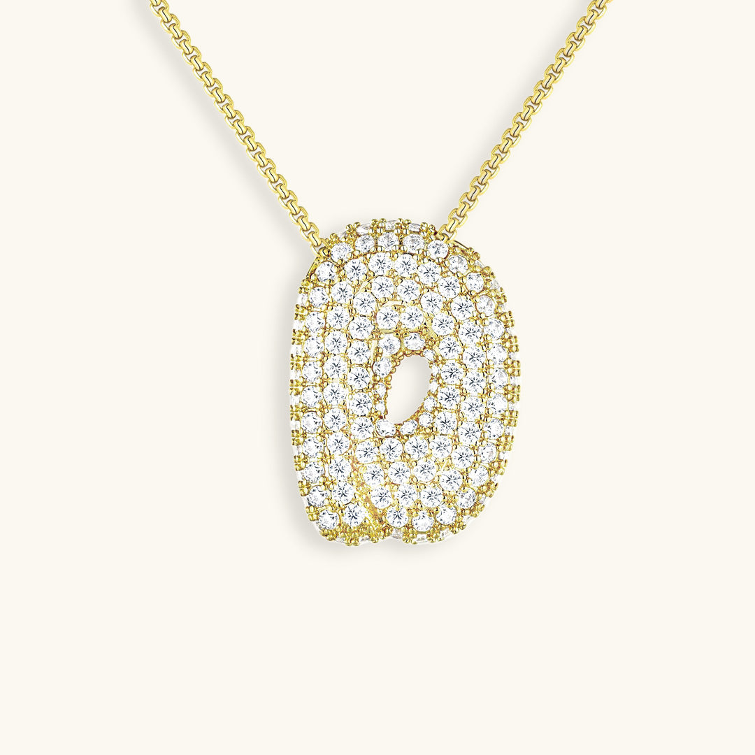 Elegant Bubble Initial Diamond Look Necklace