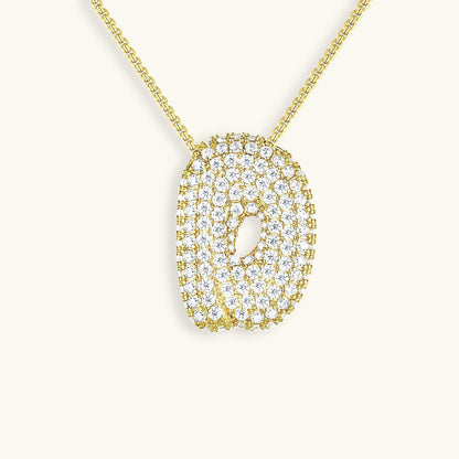 Elegant Bubble Initial Diamond Look Necklace