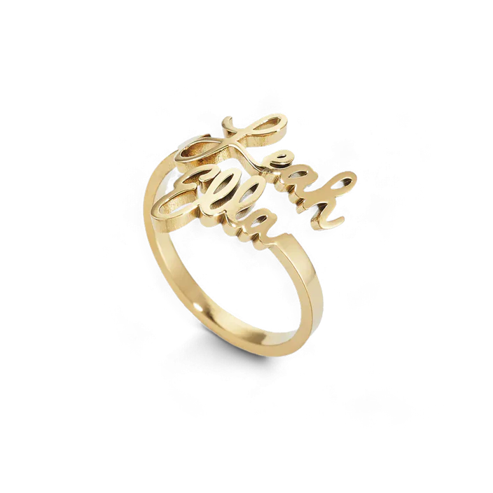 Open Band Double Name Ring