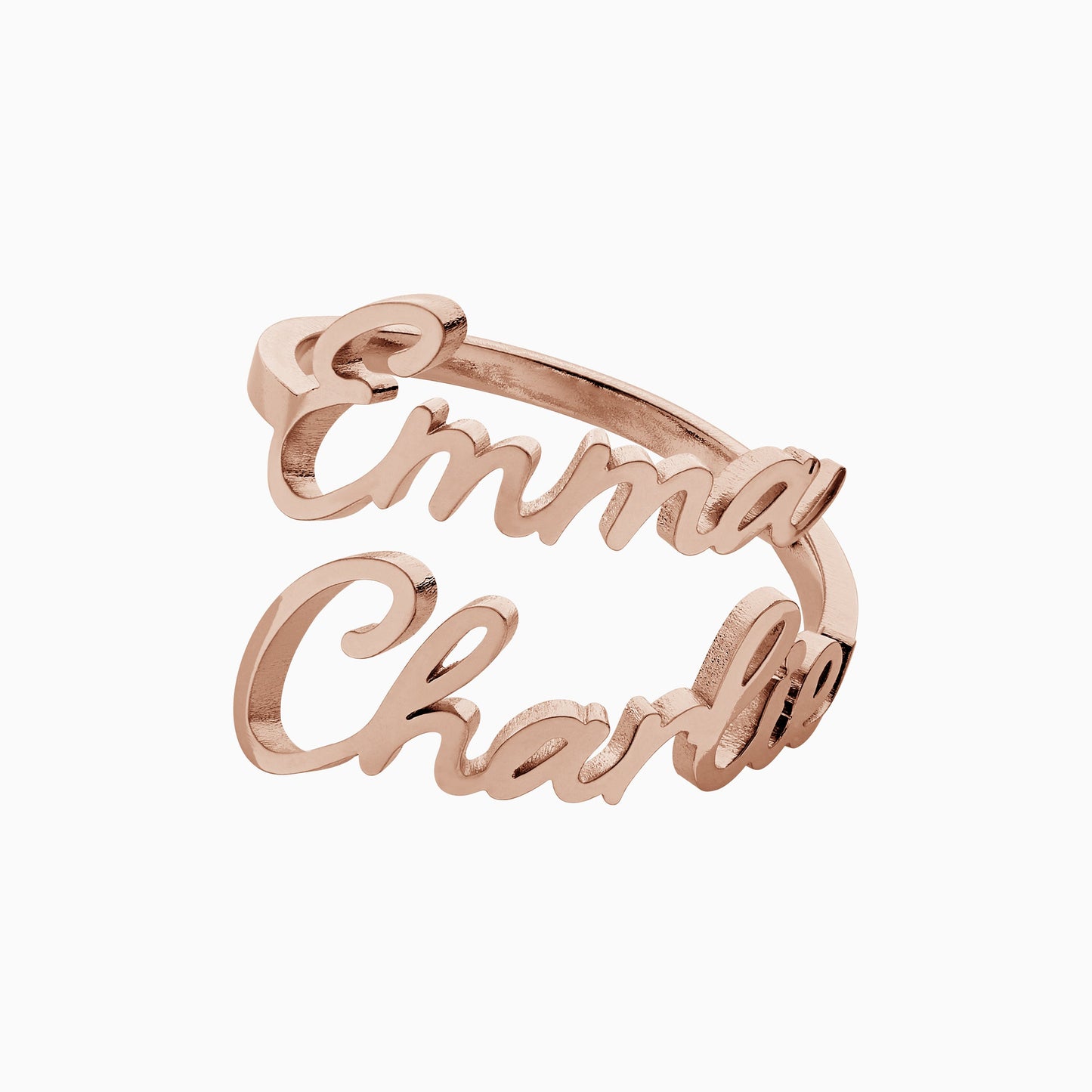 Open Band Double Name Ring