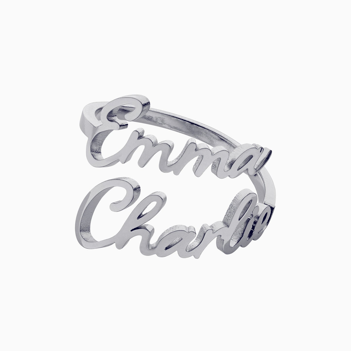 Open Band Double Name Ring