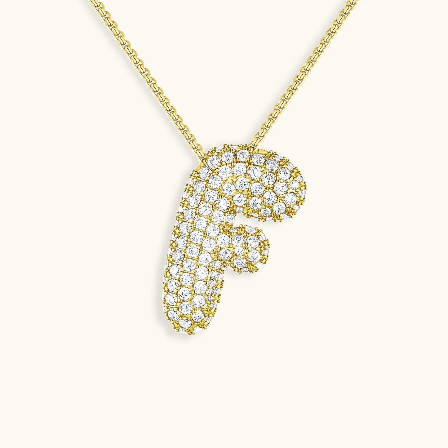Elegant Bubble Initial Diamond Look Necklace