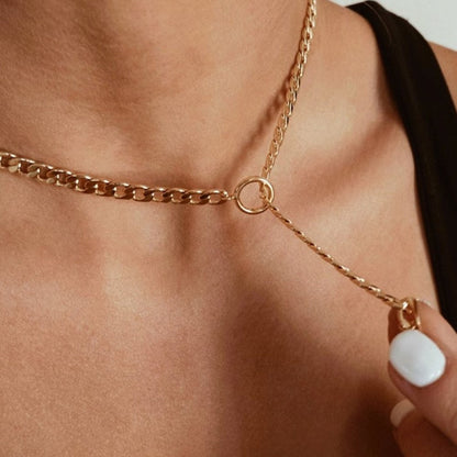 Elegant Double Chain Set Cuban Bracelet & Pearl Necklace
