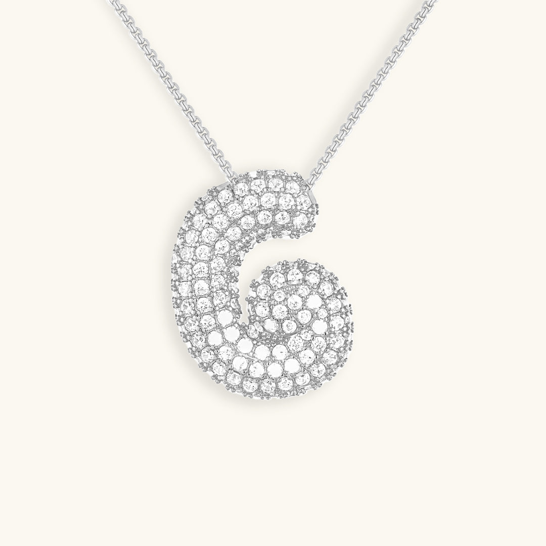 Elegant Bubble Initial Diamond Look Necklace