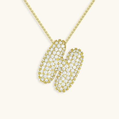 Elegant Bubble Initial Diamond Look Necklace