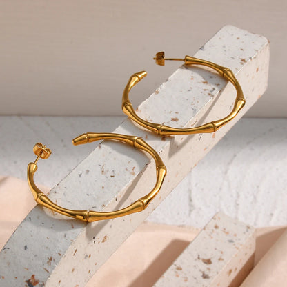 Basic Bamboo Hoop Earrings
