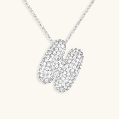 Elegant Bubble Initial Diamond Look Necklace