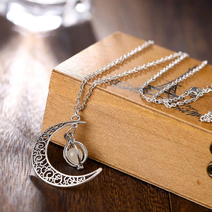 Glowing Moon Litho Precious Stone Necklace