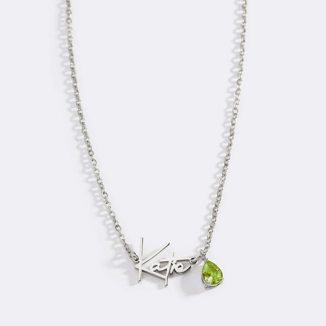 Handmade Birthstone Name Necklace