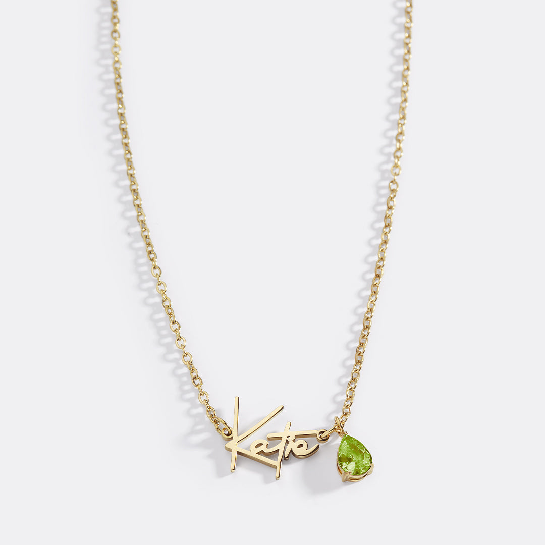 Handmade Birthstone Name Necklace