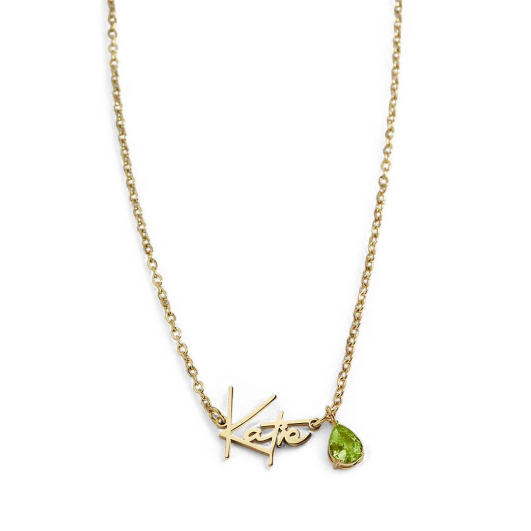 Handmade Birthstone Name Necklace
