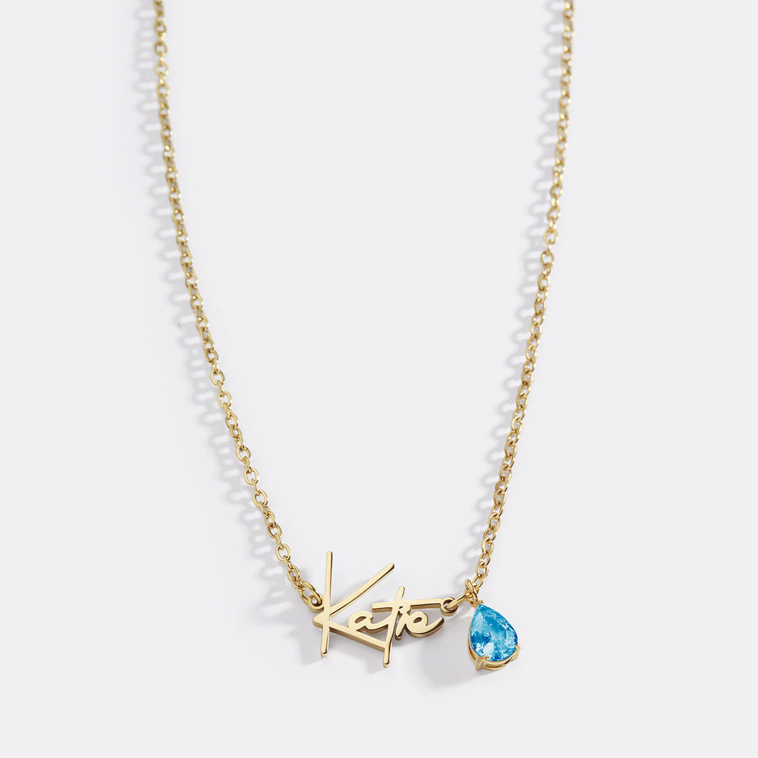 Handmade Birthstone Name Necklace