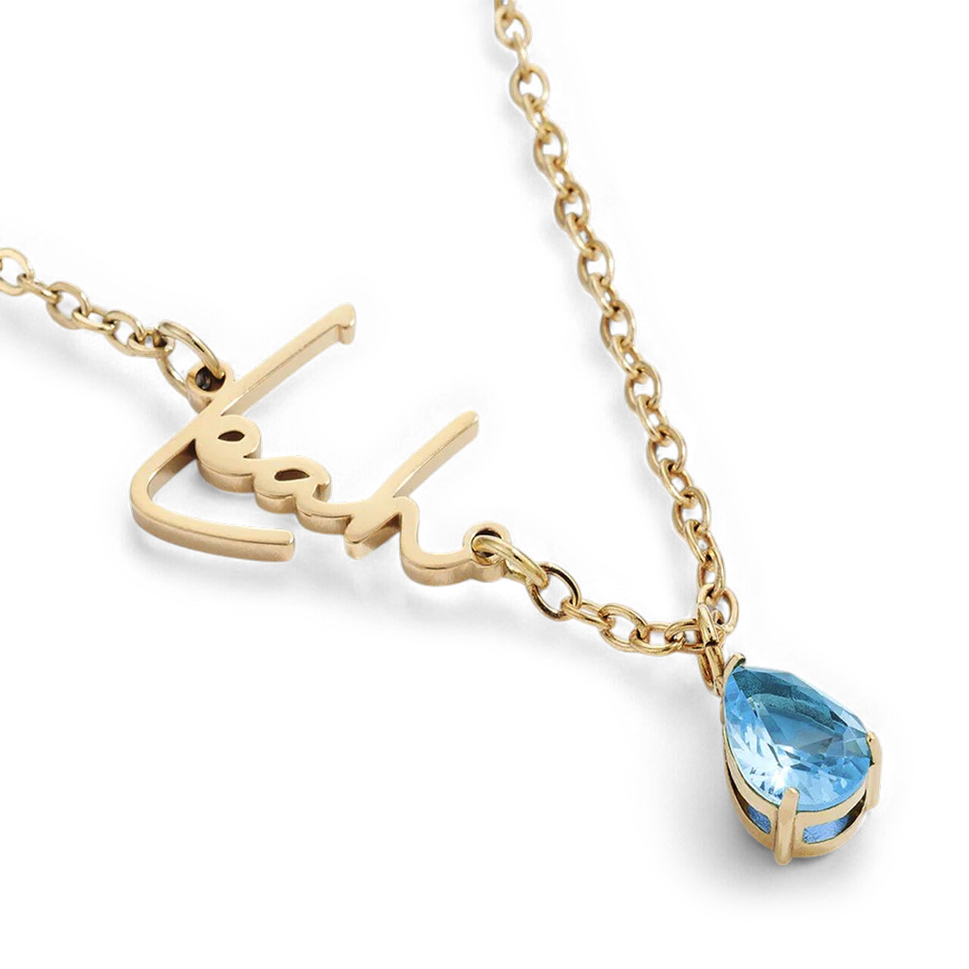 Handmade Birthstone Name Necklace