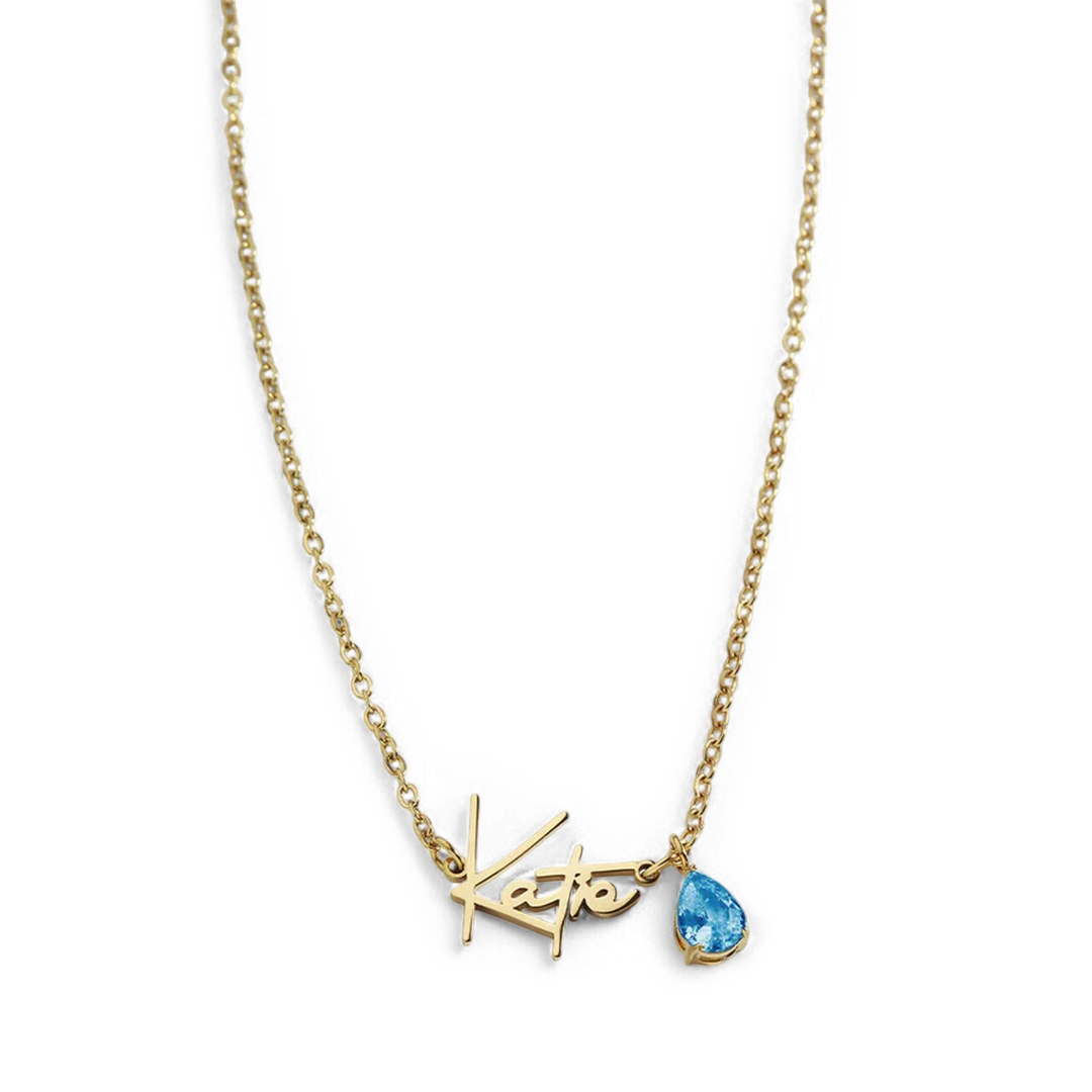 Handmade Birthstone Name Necklace