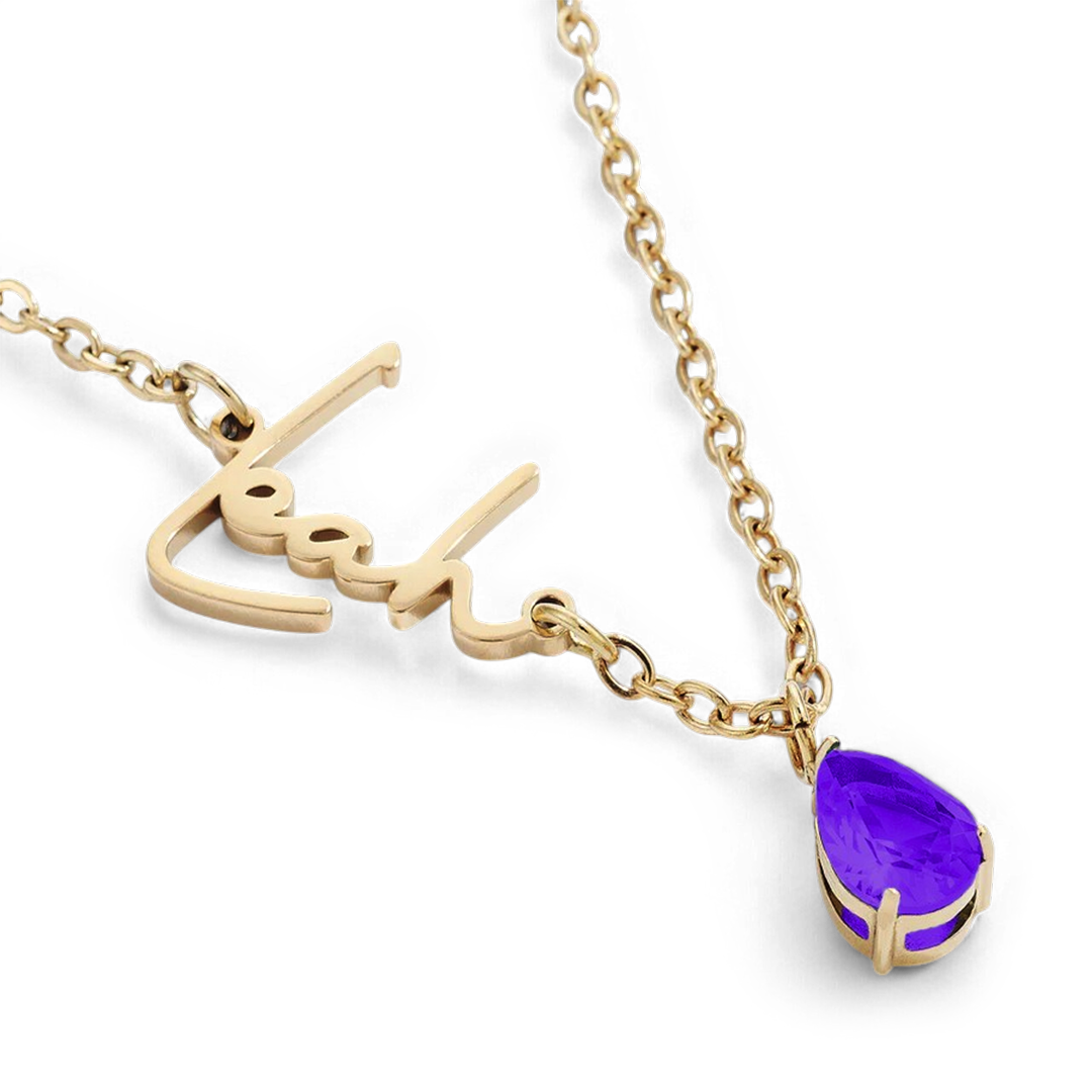 Handmade Birthstone Name Necklace