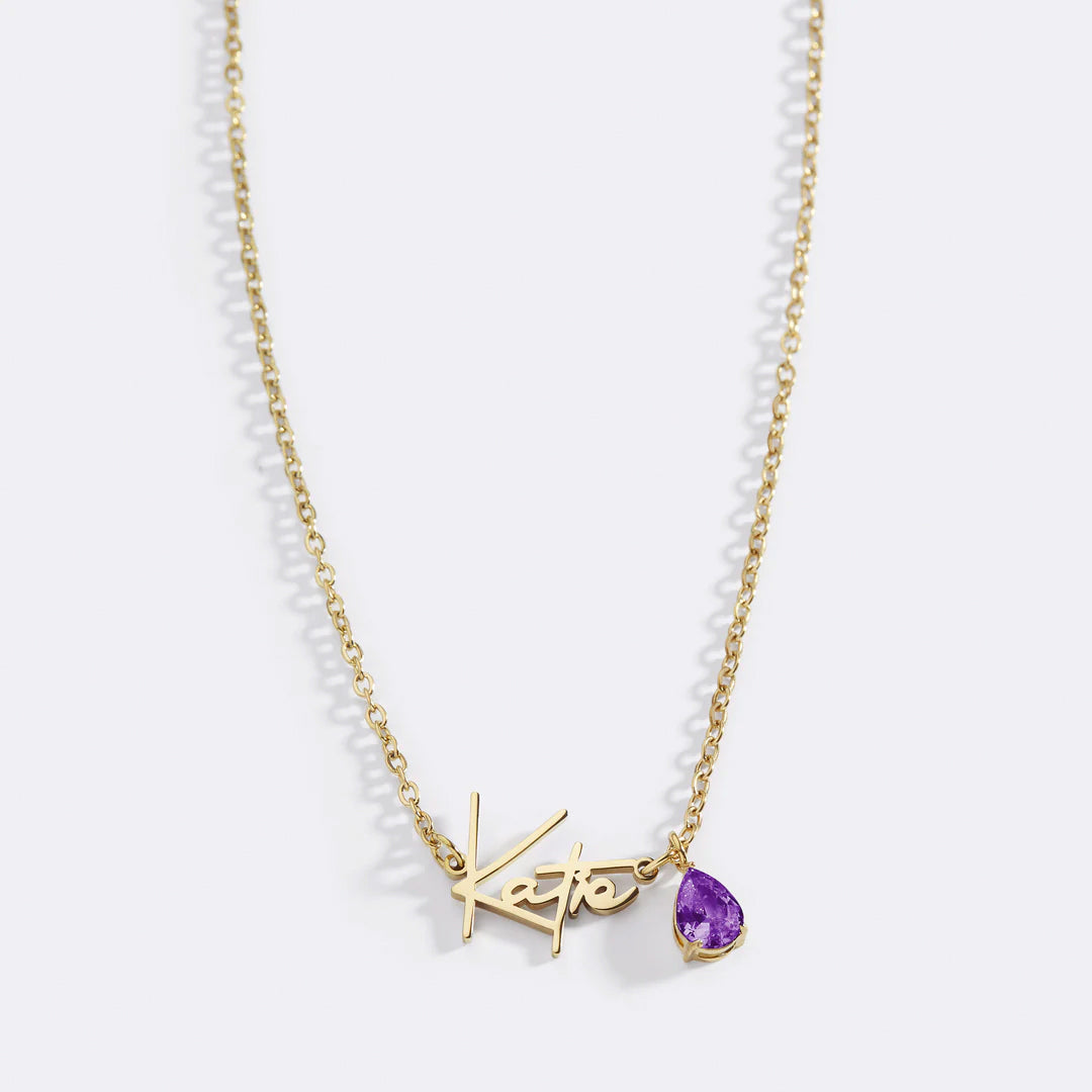 Handmade Birthstone Name Necklace
