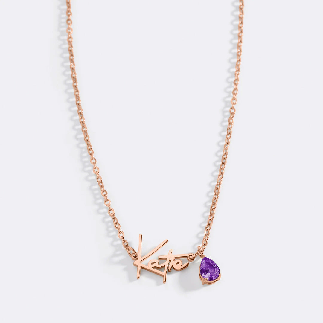 Handmade Birthstone Name Necklace