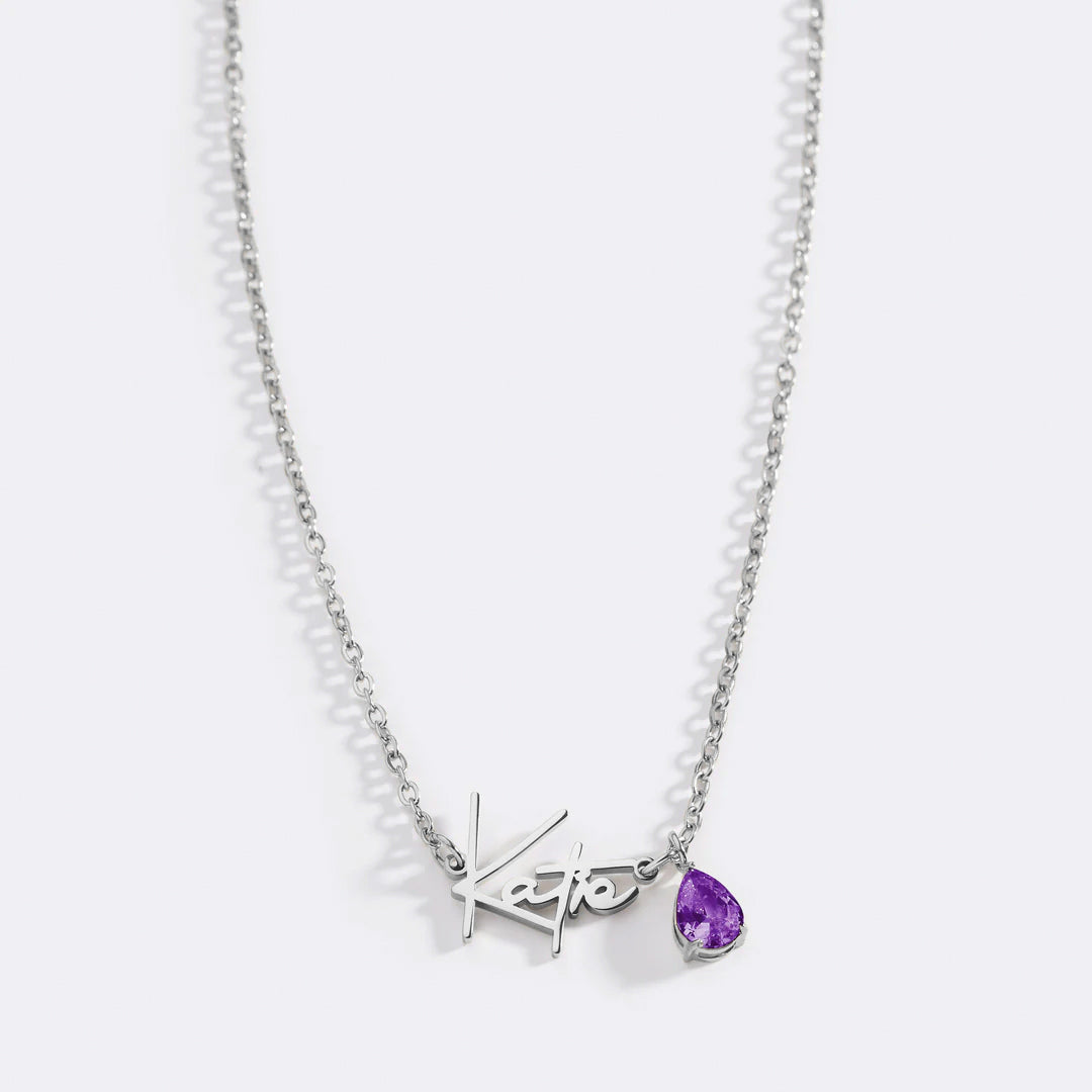 Handmade Birthstone Name Necklace