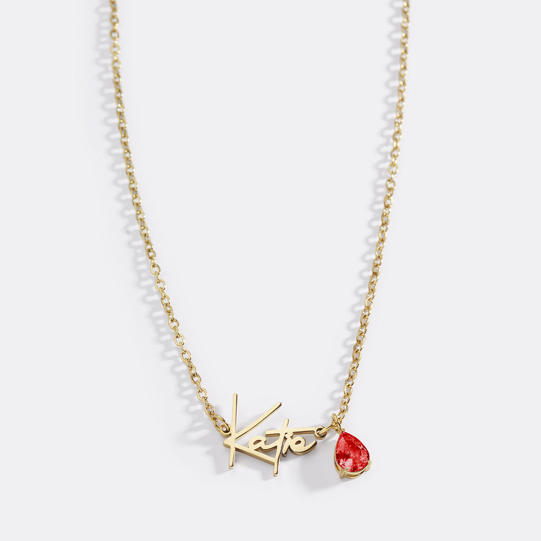 Handmade Birthstone Name Necklace