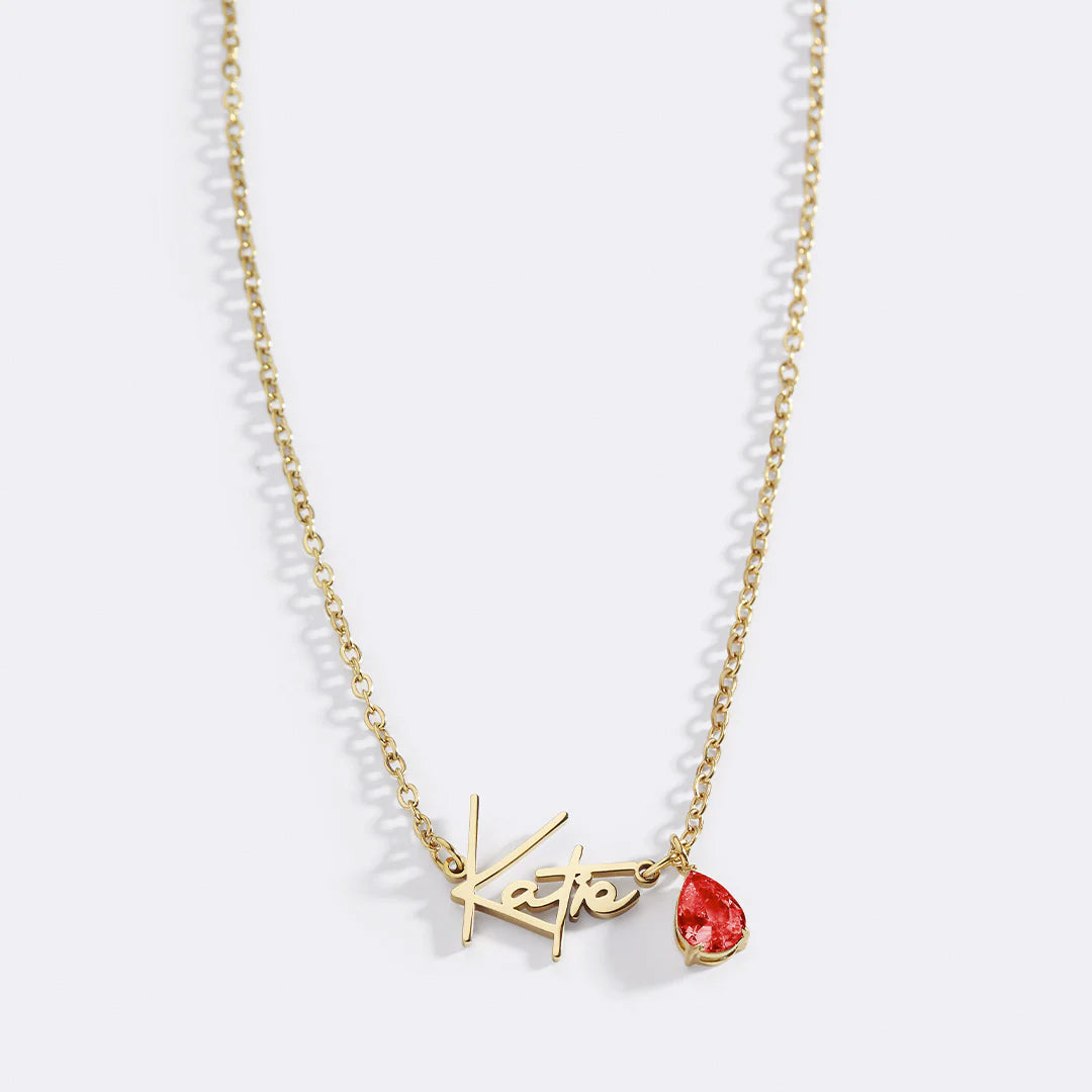 Handmade Birthstone Name Necklace