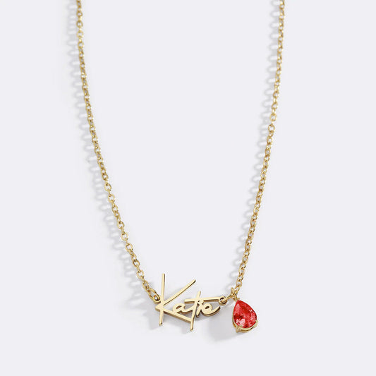 Handmade Birthstone Name Necklace