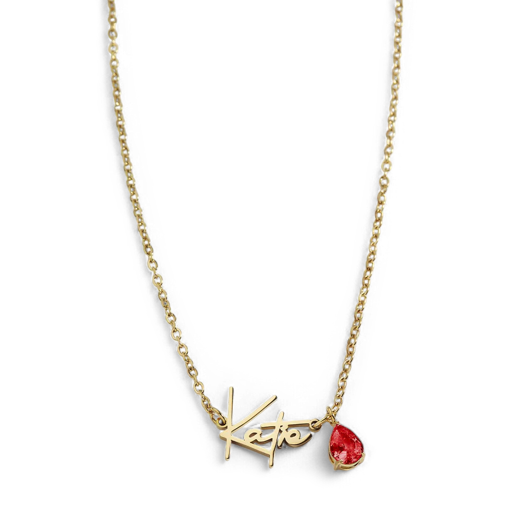 Handmade Birthstone Name Necklace