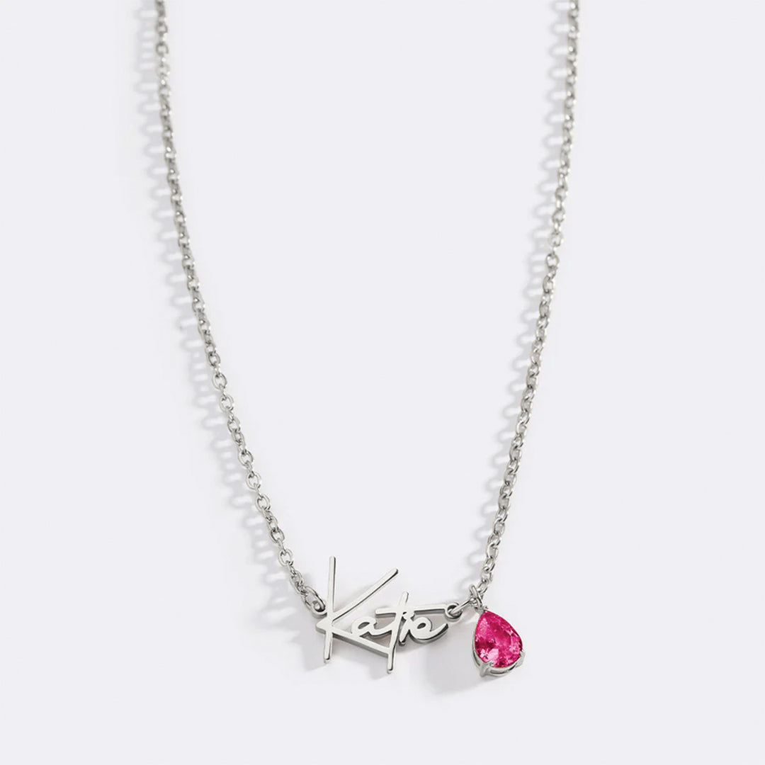 Handmade Birthstone Name Necklace