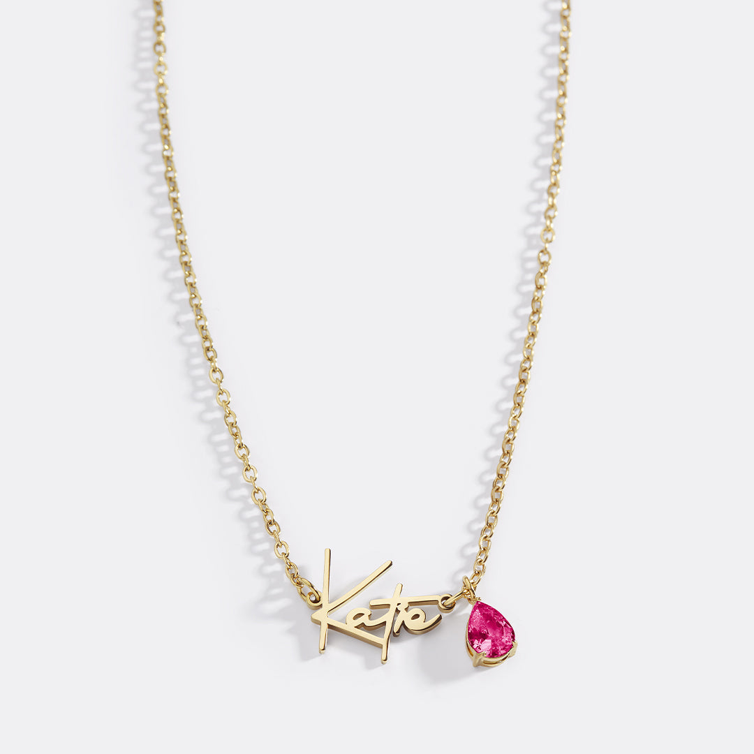 Handmade Birthstone Name Necklace
