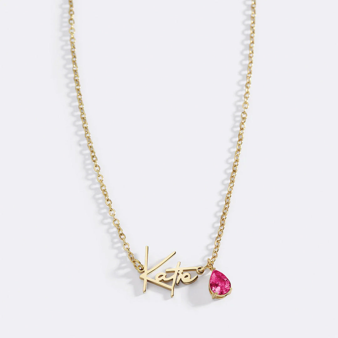 Handmade Birthstone Name Necklace