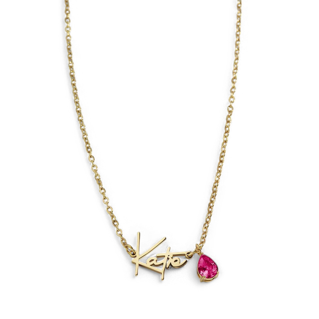 Handmade Birthstone Name Necklace