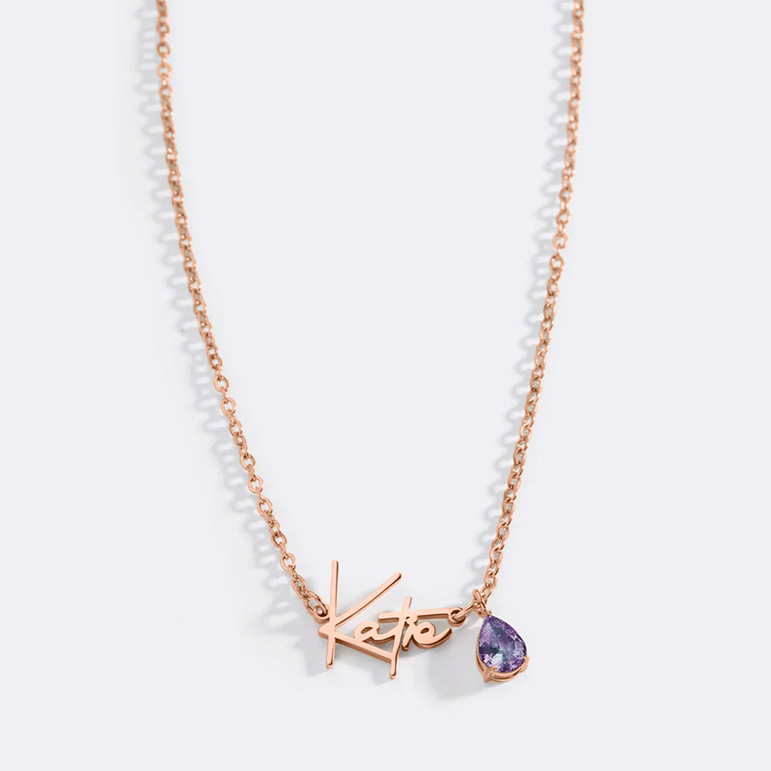 Handmade Birthstone Name Necklace