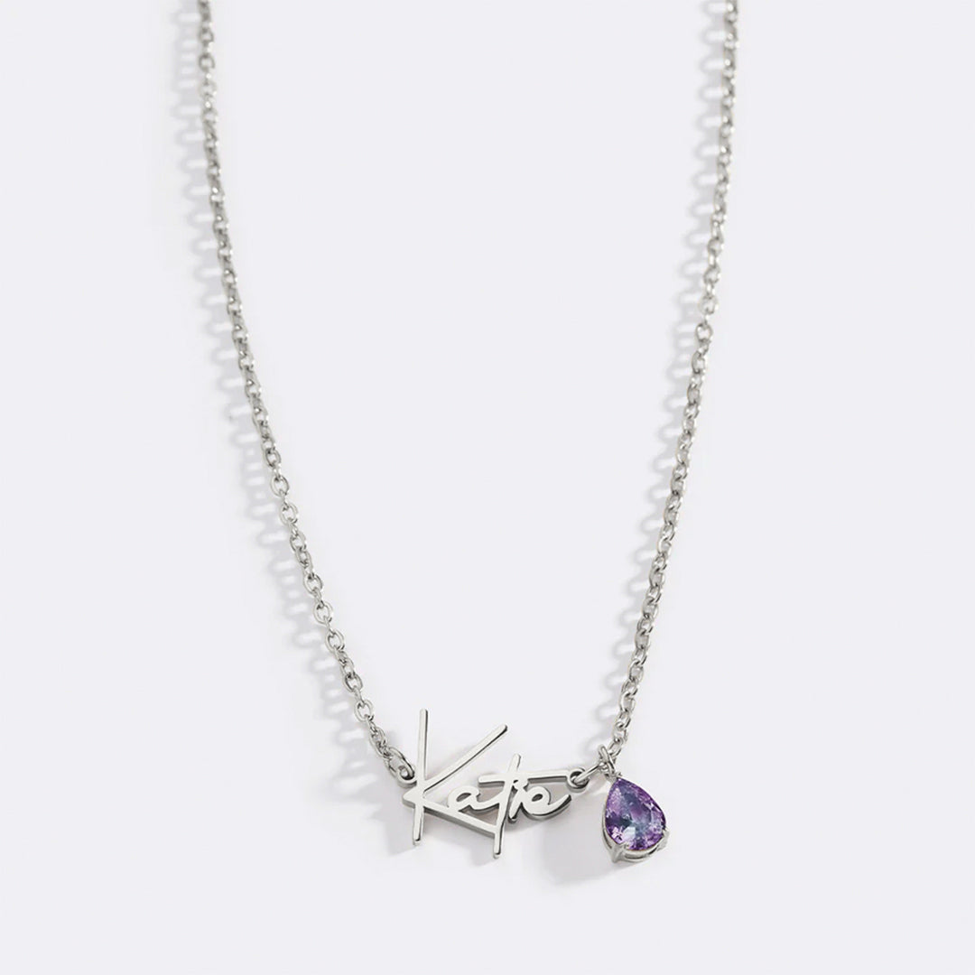 Handmade Birthstone Name Necklace