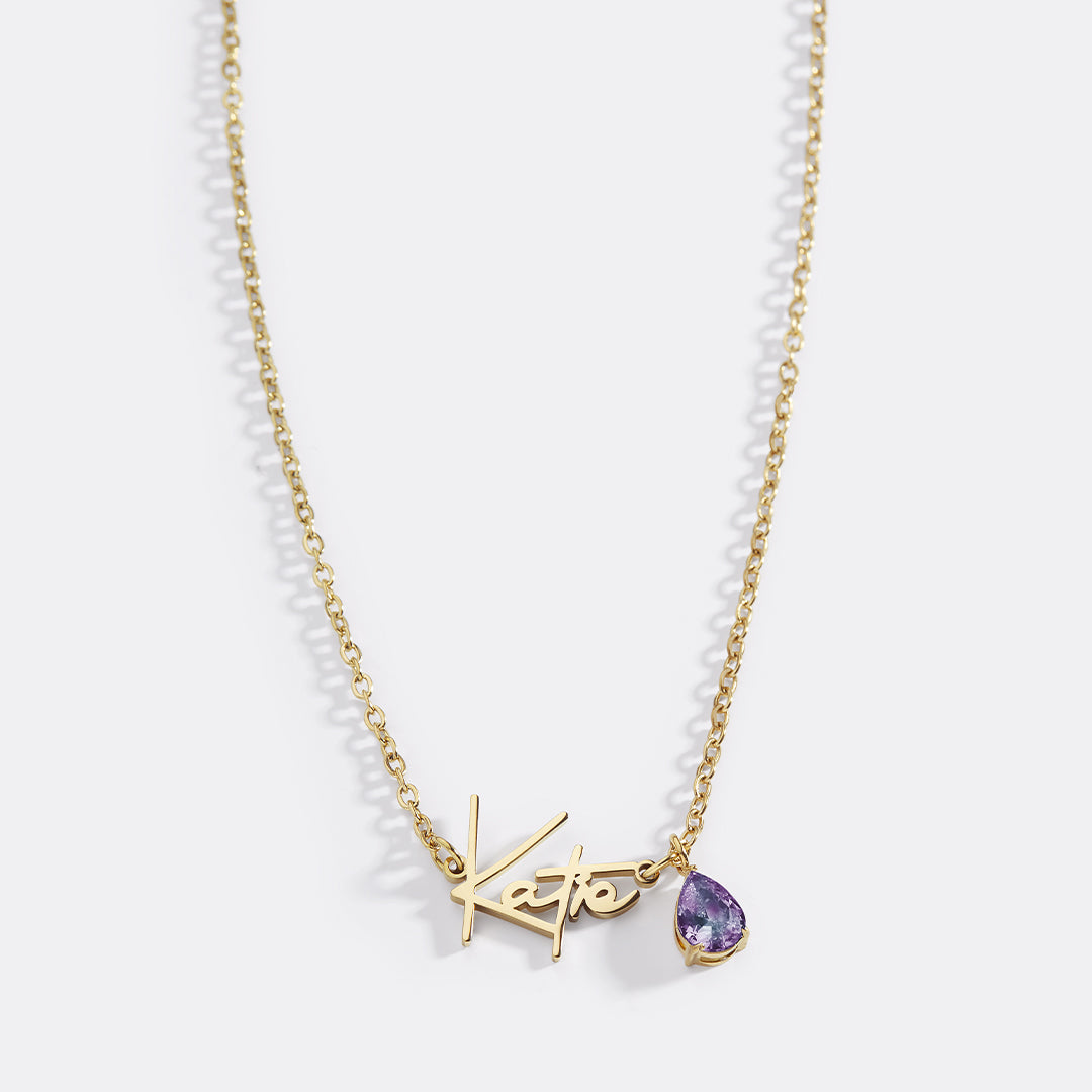 Handmade Birthstone Name Necklace