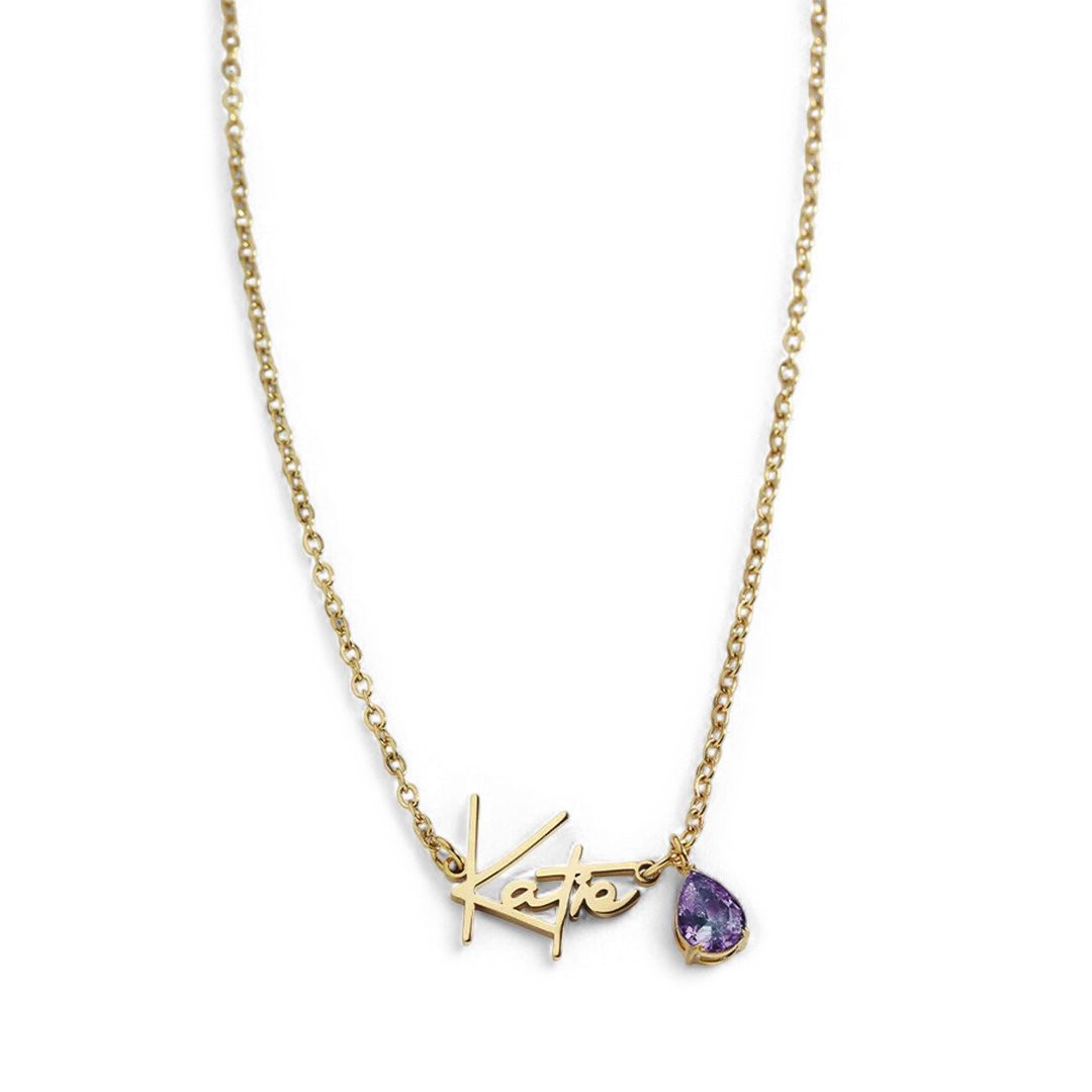 Handmade Birthstone Name Necklace